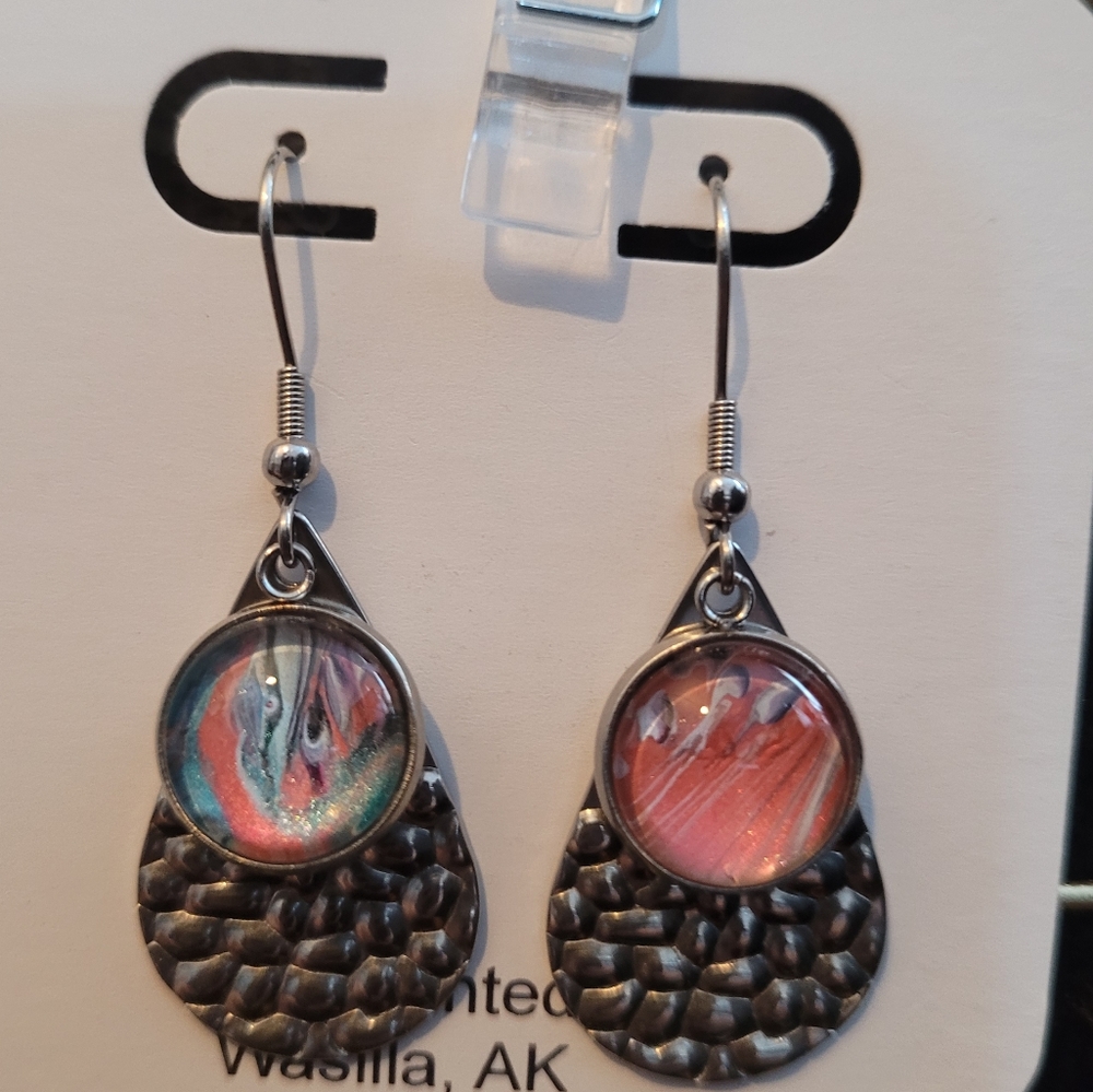 Handpainted glass earrings